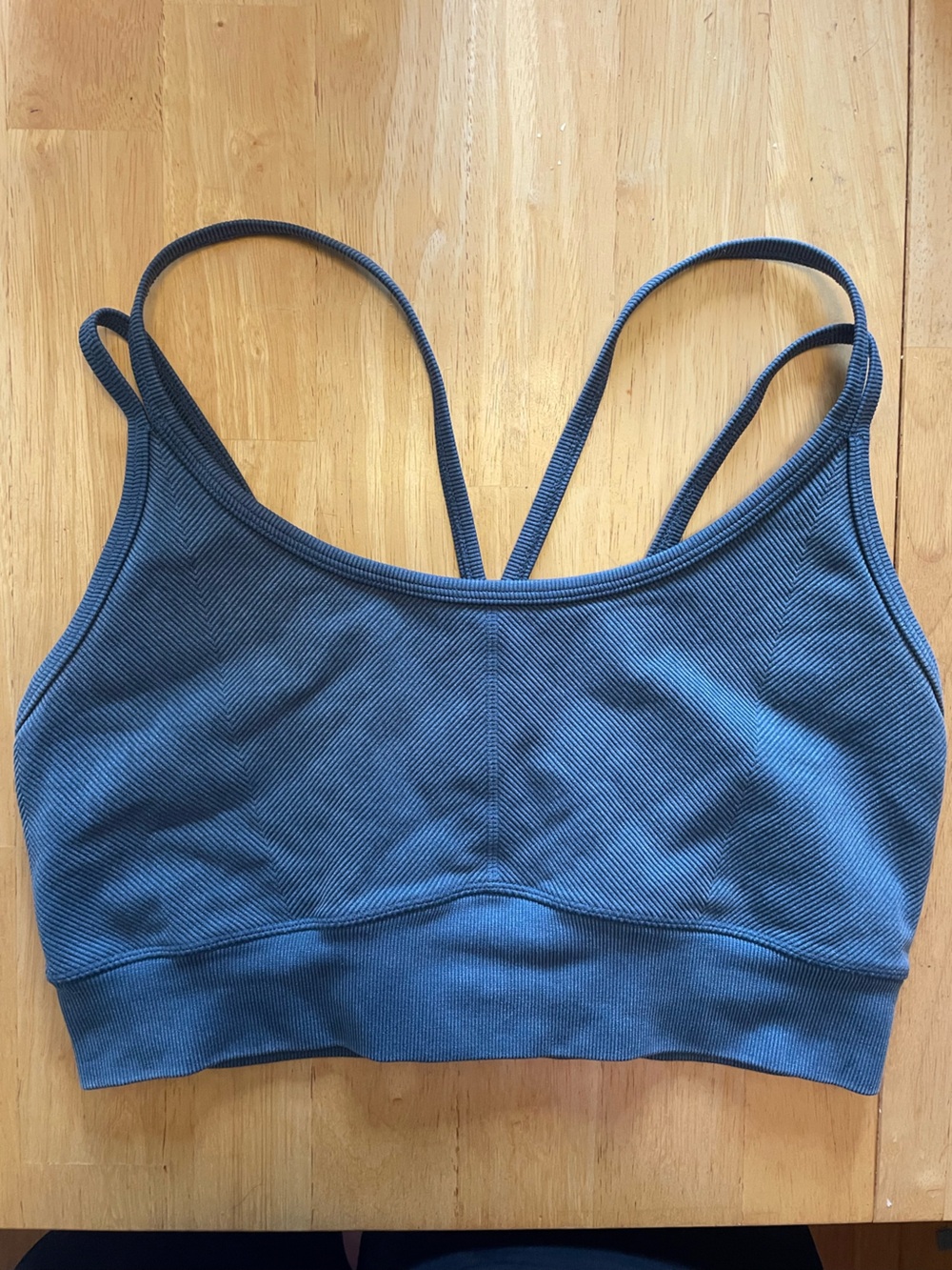 JoyLab Blue Ribbed Strappy sports bra- size L